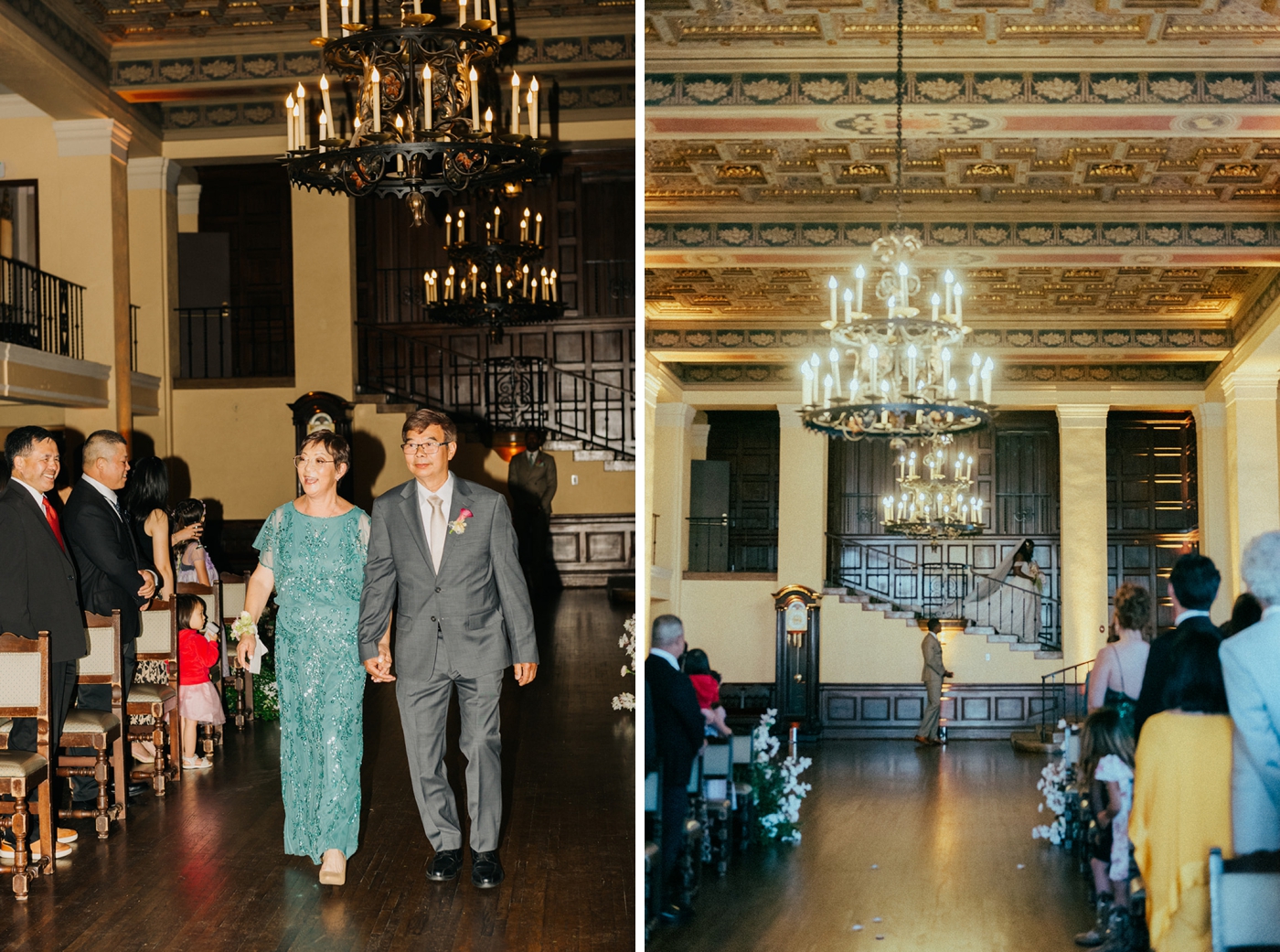 Bride's staircase ceremony entrance at The Ebell of Los Angeles